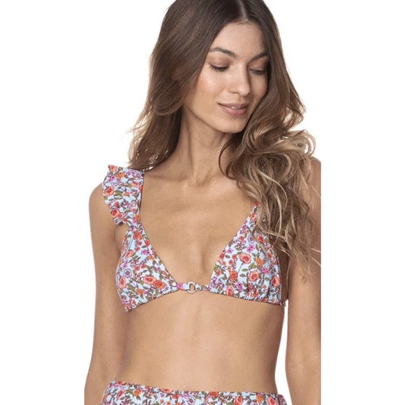 MAAJI Joy Follows Floral Bikini Ruffle Blue SIZE MEDIUM 2-Piece NWT - Picture 5 of 6